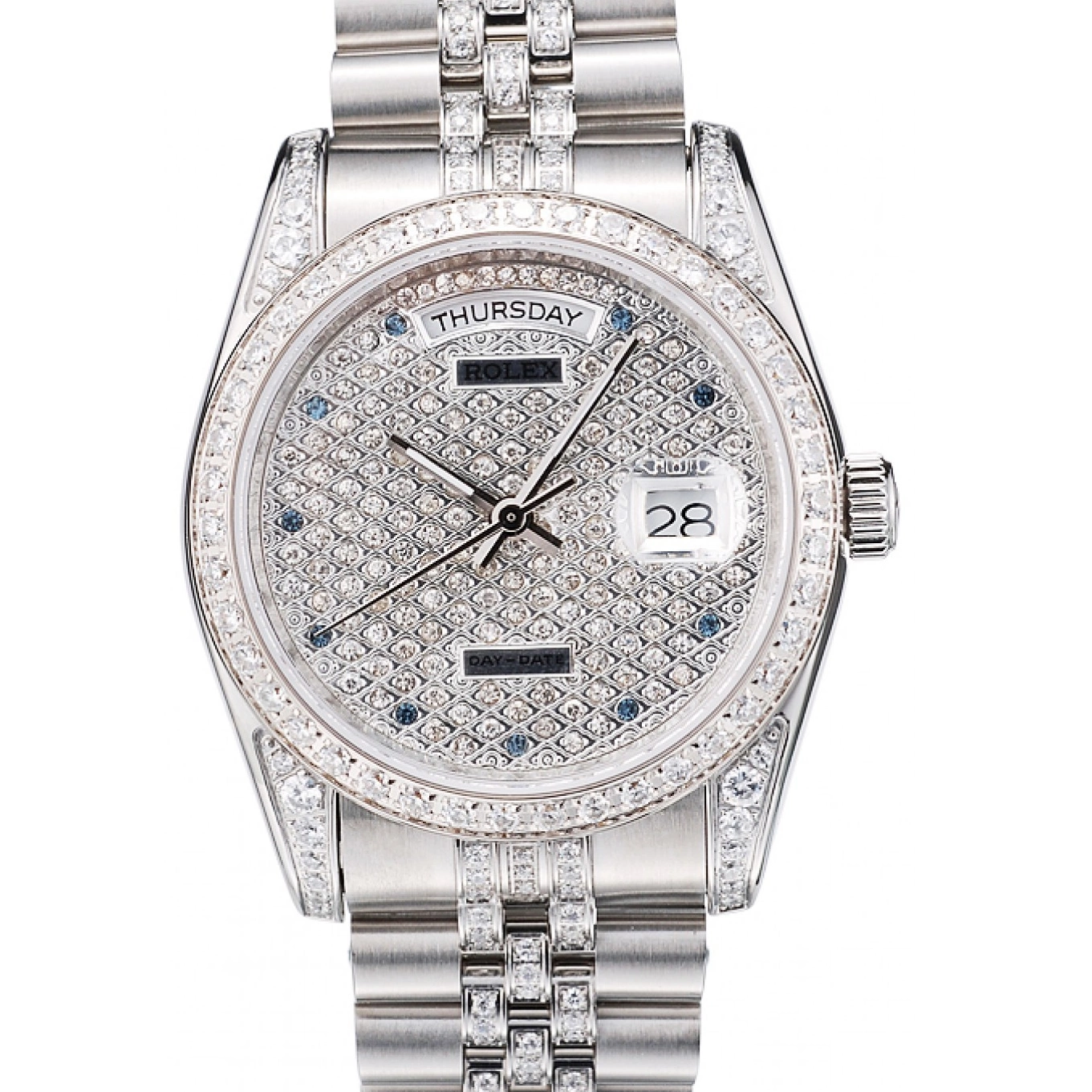Diamond Dial DayDate Bracelet Diamond 41985 Stainless Plated Plated Rolex Steel 0604